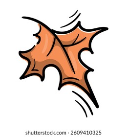 Autumn maple leaf. Vector hand drawn illustration isolated on white background for sticker, print, icon