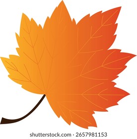Folha de bordo de outono. Gradiente amarelo-laranja, paleta de outono - folha de bordo. Elemento de design de vetor isolado.