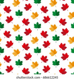 Autumn maple leafs. Seamless pattern. Vector illustration on a white background. Swatch inside.