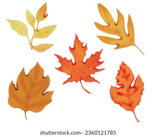 autumn maple leaves 3d vector set on a white background