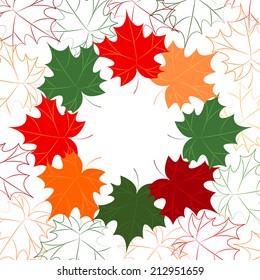 Autumn maple leaves background with space for text. Vector illustration 