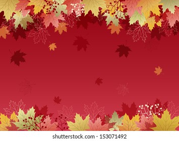 Autumn Maple leaves background.File contains Clipping mask with un-cropped images, Gradient, Transparency.