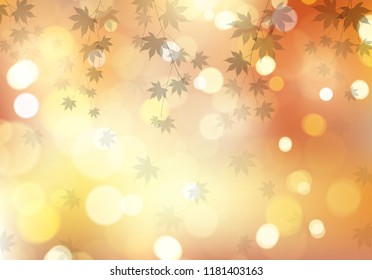 Autumn maple leaves with beautiful sunlight background. Vector illustration.