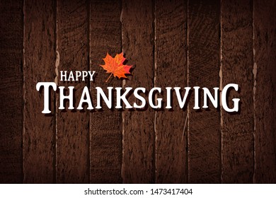 Autumn maple leaves and berries on old wooden backgound. Thanksgiving greeting card. Vector illustration