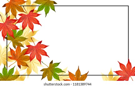 Autumn maple leaves frame background. Vector illustration.
