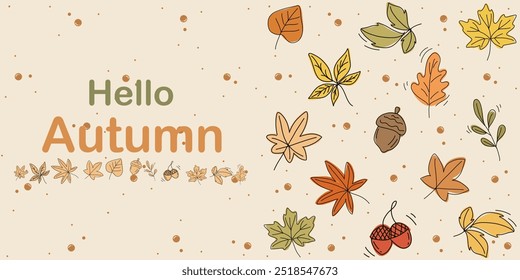Autumn, Maple leaves, Greeting cards, Seamless background of maple leaves, Vector texture for bedding, fabric, wallpaper, wrapping paper, textile, t-shirt print.