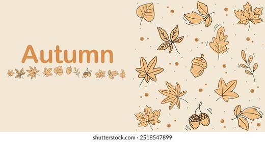 Autumn, Maple leaves, Greeting cards, Seamless background of maple leaves, Vector texture for bedding, fabric, wallpaper, wrapping paper, textile, t-shirt print.
