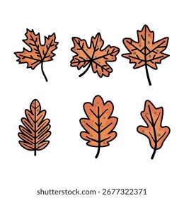 Autumn Maple Leaves Icon Set