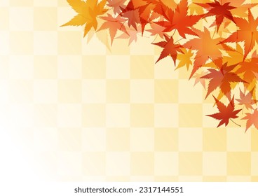 Autumn maple leaves and Japanese pattern background, vector illustration