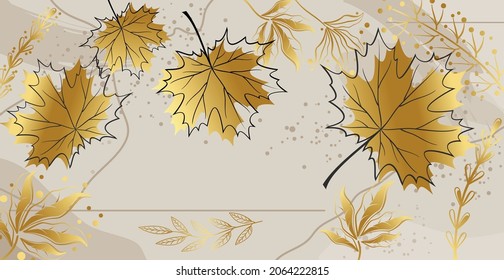 Autumn maple leaves on a colored background - Vector illustration