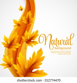 Autumn maple leaves on wave background EPS 10