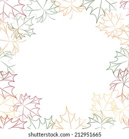 Autumn maple leaves on white background with place for design or text. Vector illustration. Seamless pattern  
