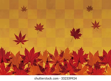 autumn maple leaves in orange brown background