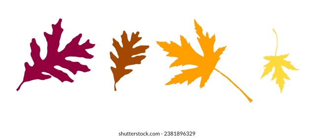 Autumn maple leaves, orange fall leaf, thanksgiving or halloween design elements in orange red and yellow autumn colors, seasonal clip art or design elements for border or background illustrations