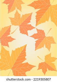 Autumn maple leaves with orange gradient and white gradient mesh background nice for wallpaper, book cover or banner