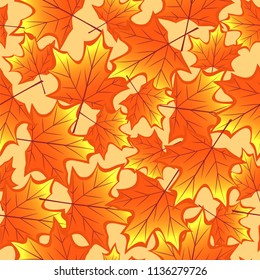 Autumn maple leaves seamless background, vector illustration