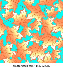 Autumn maple leaves seamless background, vector illustration