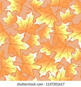 Autumn maple leaves seamless background, vector illustration