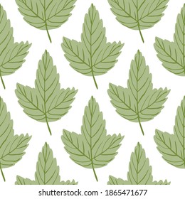 Der Herbstapel hinterlässt ein nahtloses botanisches Muster. Einziger grüner Blattboden in der Natur. Perfekt für Stoffdesign, Stoffdruck, Umhüllung, Cover. Vektorgrafik.