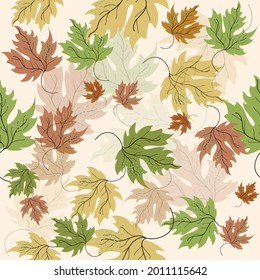 Autumn maple leaves seamless pattern. Vector illustration.