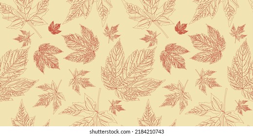 Autumn maple leaves Seamless Pattern Design. Maple leaves. Perfect for backdrop, banner, poster, wrapping paper, wallpaper, textile, fabric.