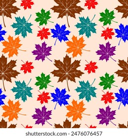 Autumn maple leaves seamless pattern vector background