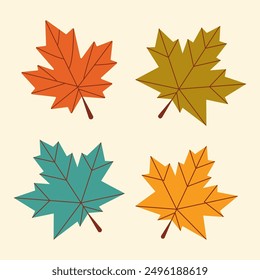 Autumn maple leaves. Vector illustration in flat style