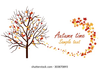 Autumn Maple Tree Falling Leaves On Stock Vector (royalty Free 