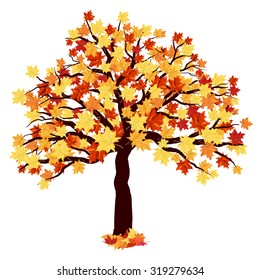 Autumn Maple Tree Falling Leaves On Stock Vector (Royalty Free) 319279634