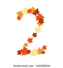Autumn Maples Leaves number 2. Golden Fall Design. Vector illustration.