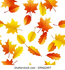 Autumn maples leaves seamless background. Vector illustration.