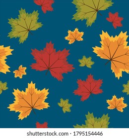 Autumn marple leaves seamless pattern