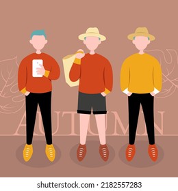 autumn men flat vector illustration