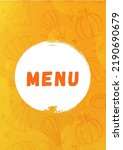 Autumn menu design template with pumpkins in yellow. For your food photos