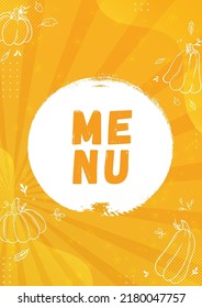 Autumn menu design template with pumpkins in yellow. For your food photos