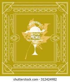 Autumn menu for restaurant with maple leaf on the background