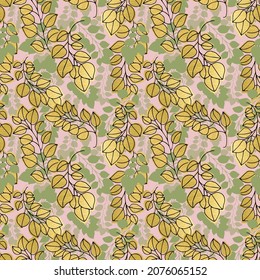 en otoño hojas metálicas vectoriales sin costuras. fondo para tejidos, impresiones, embalajes y postales
