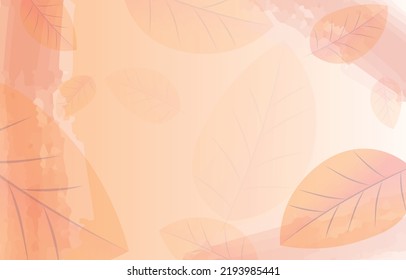 Autumn minimal background decorated with leaves golden yellow and watercolor. fall concept,For wallpaper, postcards, greeting cards, website pages, banners, online sales. Vector illustration