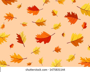 Autumn minimalist concept background. Falling leaves in a flat style. Elements of graphic design for banners, web pages, postcards, signboards, covers. Autumn sale, discounts template