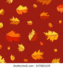 Autumn minimalist concept background. Falling leaves in a flat style. Elements of graphic design for banners, web pages, postcards, signboards, covers. Autumn sale, discounts template