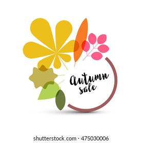 Autumn minimalist sale label made from minimalist leafs with place for your text