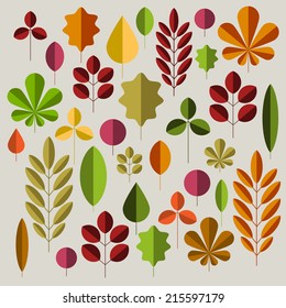 Autumn minimalistic abstract floral background pattern made from colorful leafs