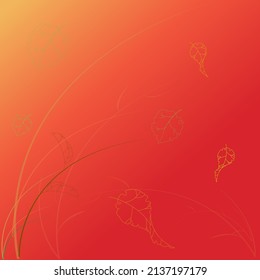 Autumn minimalistic background with falling leaves and vegetation.