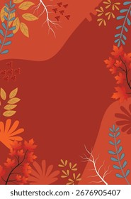  Autumn mobile  wallpaper  background bright vibrant social media poster, banner, cover, card, story , with yellow and orange leaves. modern autumn greeting card template.