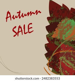 Autumn modern bright poster with multicolored abstract leaves