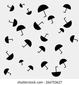 Autumn monochrome simple minimal pattern with a set of flat umbrellas