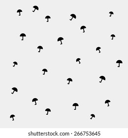 Autumn monochrome simple minimal pattern with a set of flat umbrellas