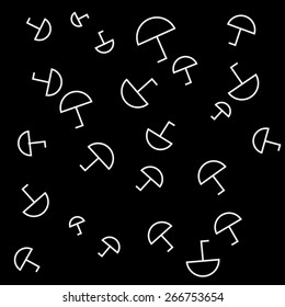 Autumn monochrome simple minimal pattern with a set of flat umbrellas