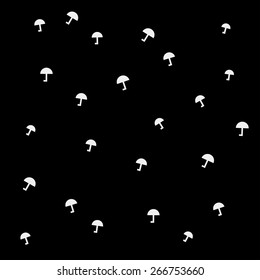 Autumn monochrome simple minimal pattern with a set of flat umbrellas