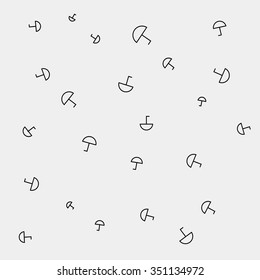 Autumn monochrome simple minimal pattern with a set of flat umbrellas